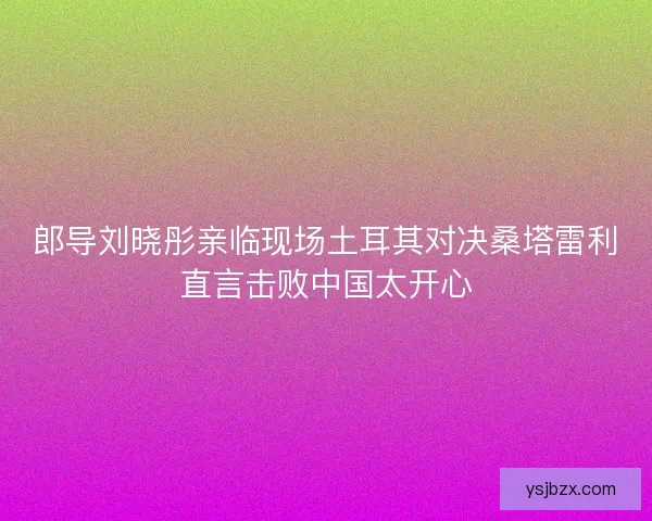 郎导刘晓彤亲临现场土耳其对决桑塔雷利直言击败中国太开心